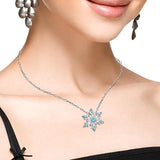 🌟✨ Aqua Flower Star Curb Chain Pendant – Shine Bright, Like a Star! ✨🌸