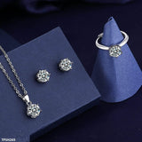 ✨ BLX Round Silver Stone Pendant Set – Sparkle with Elegance! ✨