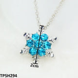 🌟✨ Aqua Flower Star Curb Chain Pendant – Shine Bright, Like a Star! ✨🌸