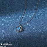 🌙💎 Moon/Aqua Curb Chain Pendant – Celestial Beauty! ✨🌟